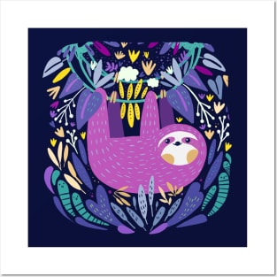 Purple Sloth Posters and Art